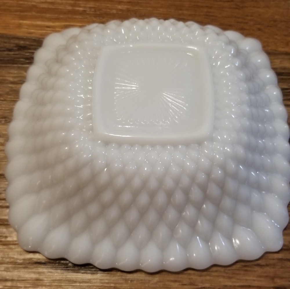 Vintage Milk Glass trinket bowl or candy dish 6.5" Wide x 2" Tall